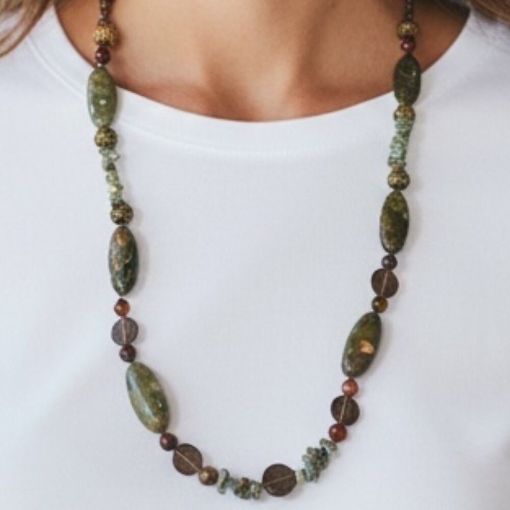 Vintage Genuine Jasper Stone Beaded Necklace *read*